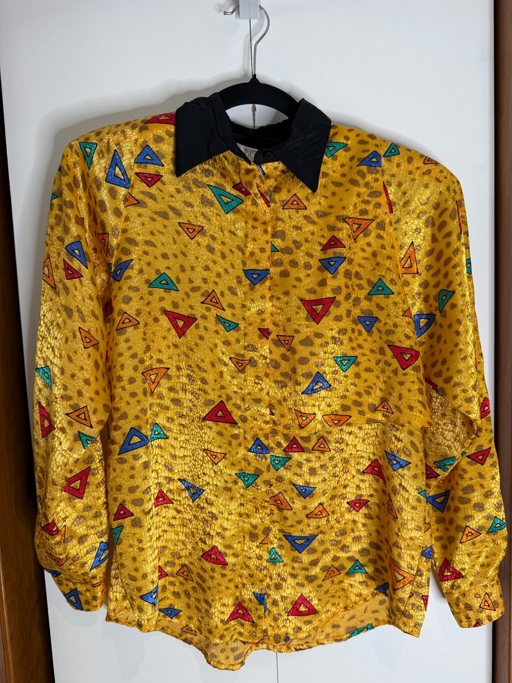 Yellow Geometric Vintage 80s Button-Up Shirt